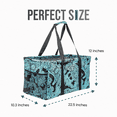 thumbnail image 4 of Extra Large Utility Tote Bag - Oversized Collapsible Reusable Wire Frame Rectangular Canvas Basket with Two Exterior Pockets - Paisley Blue, 4 of 9