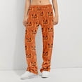 thumbnail image 2 of Trgacdwlo Halloween Fleece Pajama Pants for Women Funny Pumpkin Womens Fuzzy Pajama Pants Fall Winter Warm Lounge Pants Women, 2 of 9