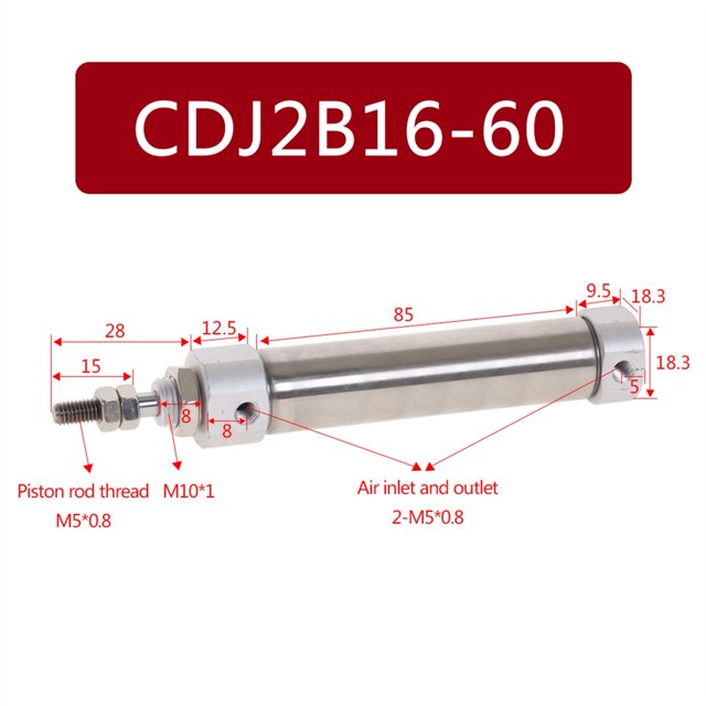 Pneumatic Air Cylinder Double Acting Single Rod 16mm Bore 10~150mm Stroke ,Double Acting