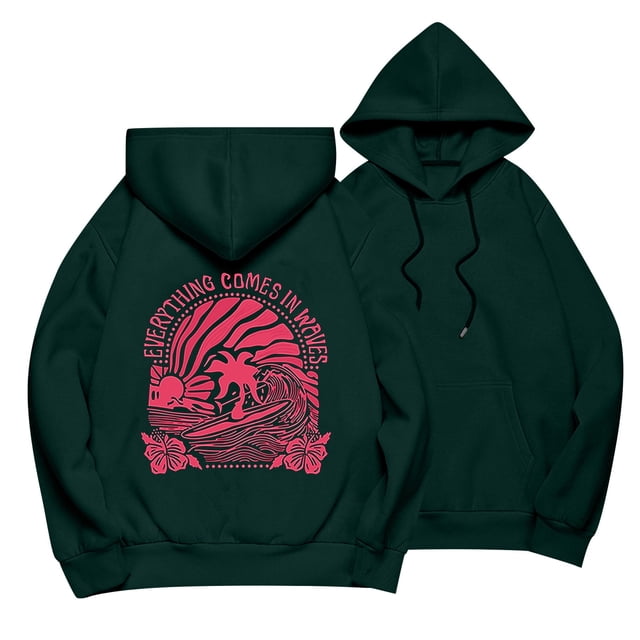 Chandails à Capuchon Oversize pour Femmes à Manches Longues avec Cordon de Serrage, Chandail à Capuche Graphique, Mode Automne