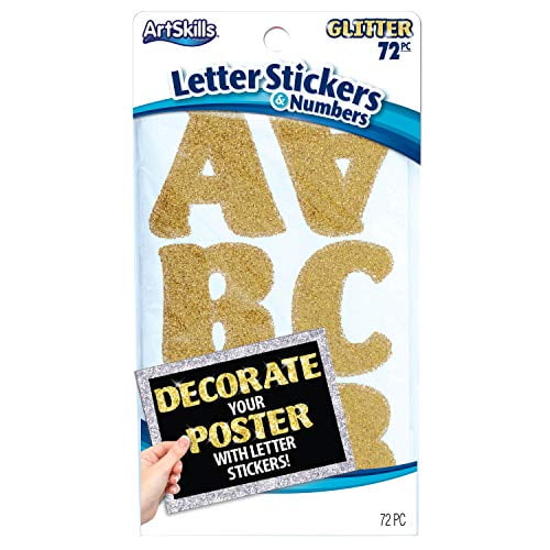 ArtSkills Gold Letter Stickers for Poster Boards and Projects Glitter