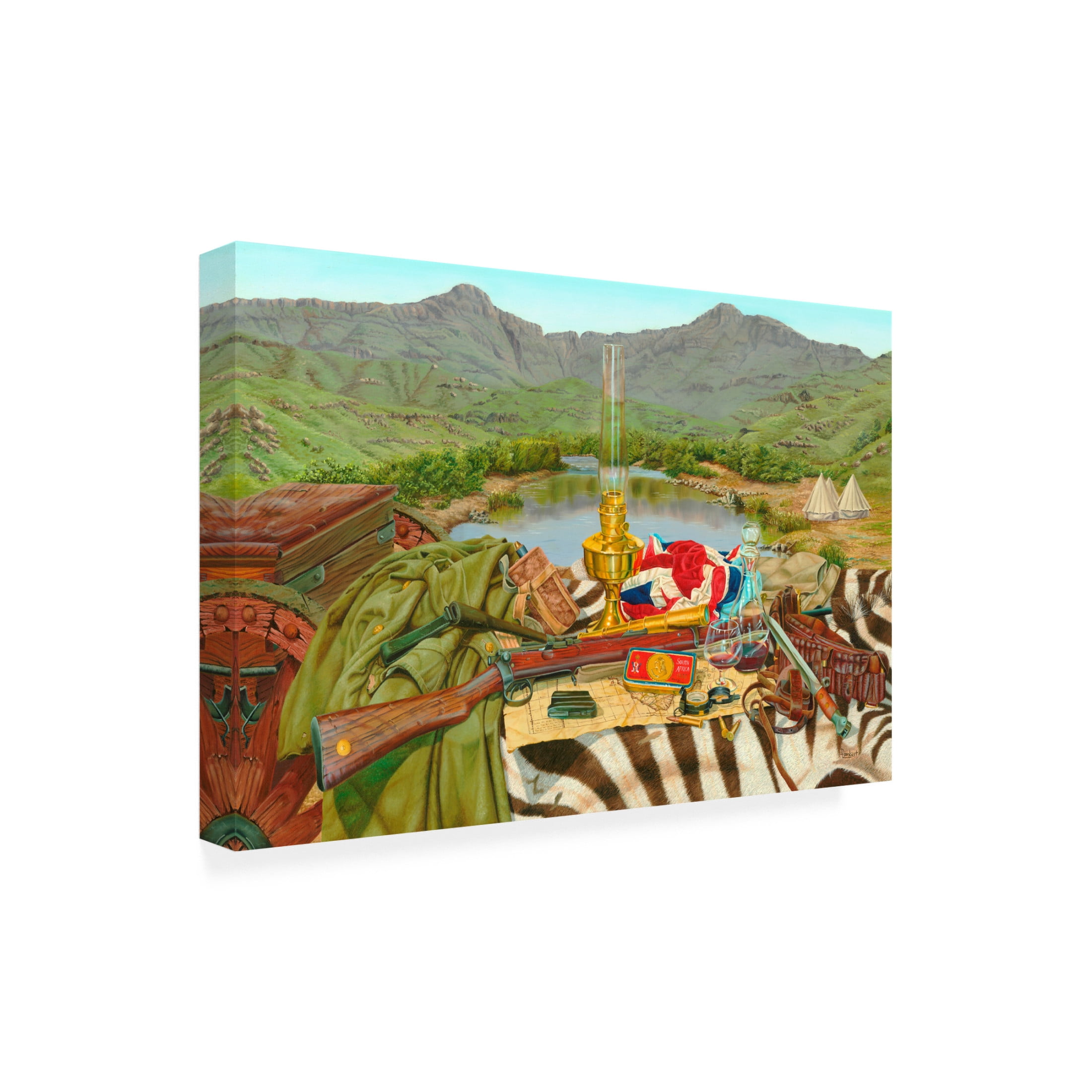 Canvas Wall Art - Delene Lambert 'Hunting Still Life 4' Wall Art for Living Room, Bedroom, or Office Décor by Trademark Fine Art - 47 x 30 Inches