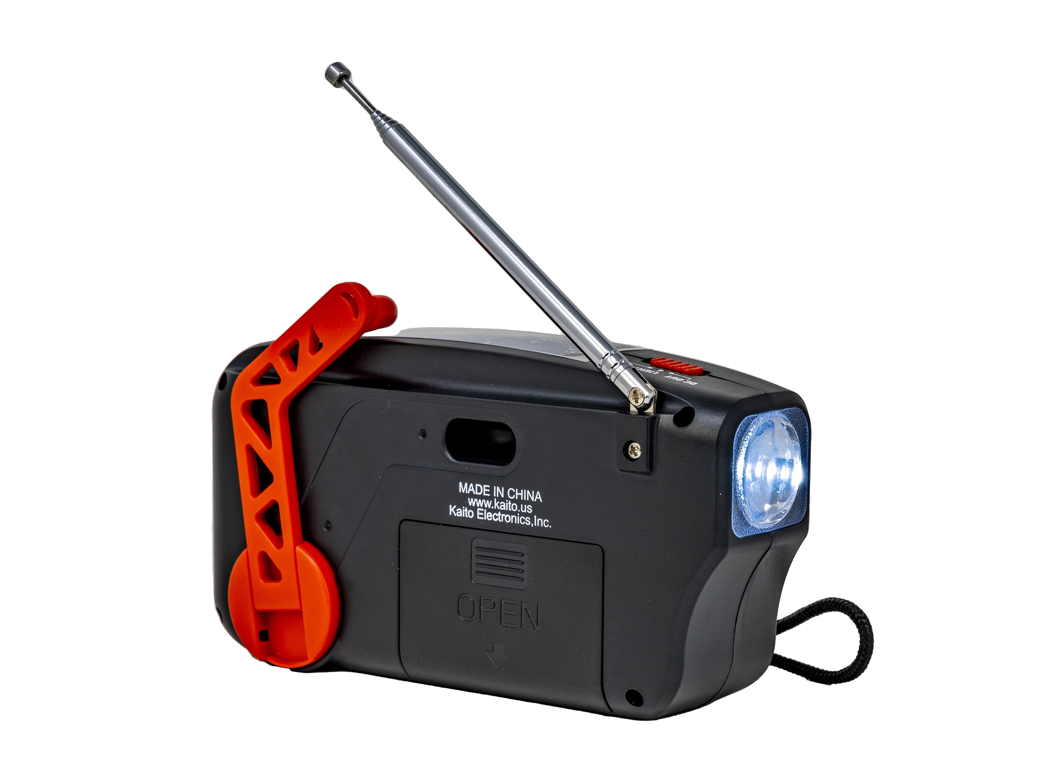 Kaito KA388 AM/FM NOAA Weather Alert Emergency Radio with Crank and Solar Red