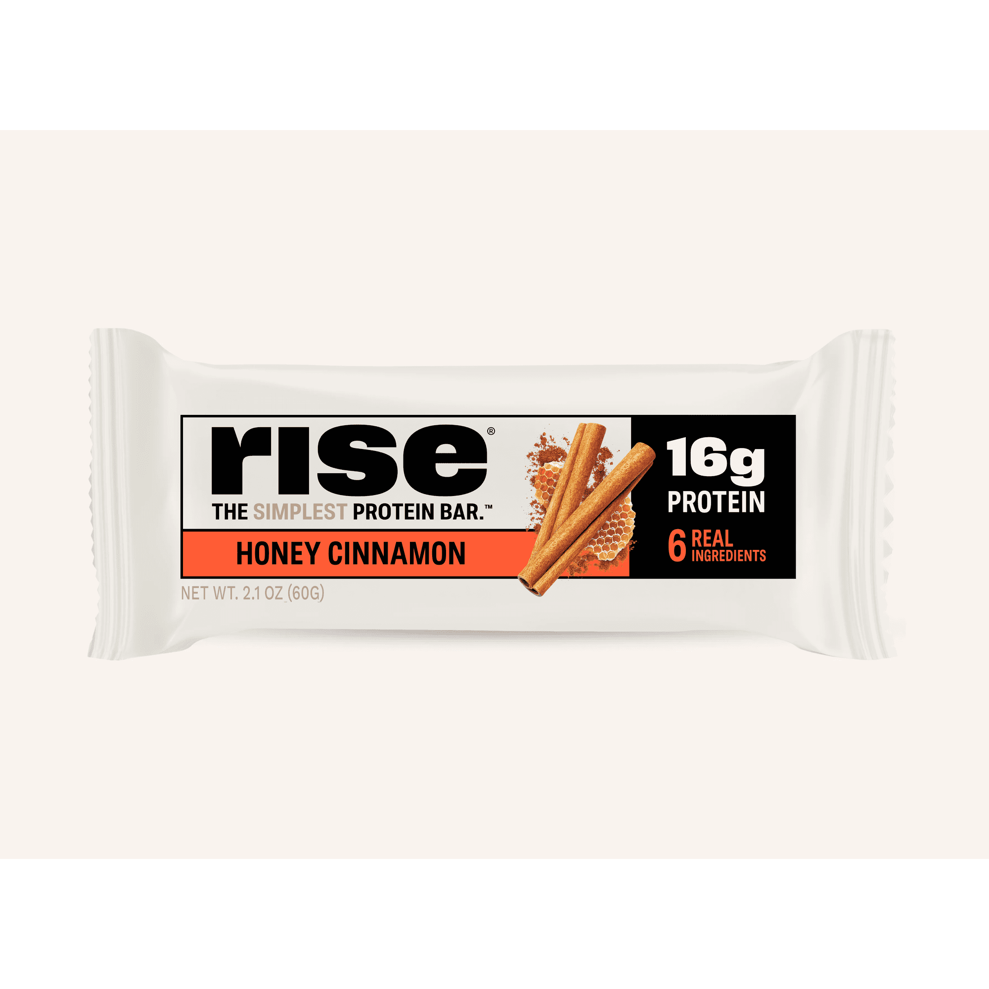 Rise Whey Protein Bars - Honey Cinnamon | Breakfast Bar & Protein Snack | 16g Protein, 3g Fiber | Just 6 Ingredients | Gluten-Free, Soy-Free | 12 Count