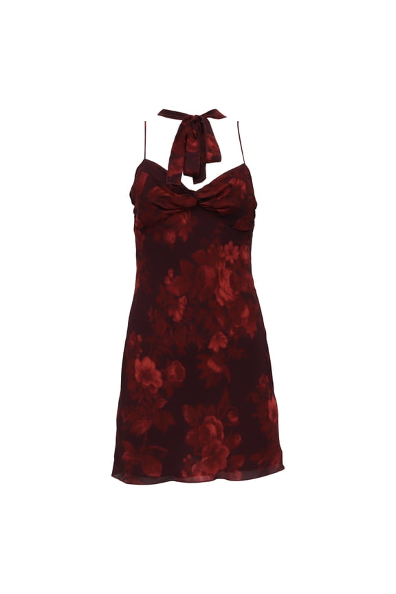 Pre-Owned Reformation Iryna Mini Dress in Burgundy Viscose