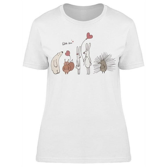 Love Bear Squirl Bunny Hedgehog T-Shirt Women -Image by Shutterstock, Female Small