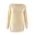 thumbnail image 4 of Women's Long Sleeve Pullovers Loose Fluffy Fuzzy Jumper Sweater,Casual Sherpa Sweatshirt Crewneck Loose Fit Tops Pullover Outwear Coat,High Low Hem Basic Sweater,XS-2XL Yellow, 4 of 7