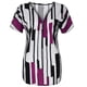 thumbnail image 4 of Sonducket Camiseta de mujer con cuello en V y rayas en la parte de manga corta con cremallera blusa delgada Prendas para la parte del cuerpo Púrpura 5XL, 4 of 5