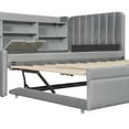 thumbnail image 4 of MODERNLUXE Twin Size Daybed with Trundle, L-Shaped Platform Bed Frame with Storage Shelves,USB Ports & Outlet, Twin Corner Bed for Living Room,Gray, 4 of 7