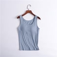 thumbnail image 5 of Comdrip Women's Tank Top with Built-In Bra Padded Yoga Shirt Shelf Bra Camisole (Workout Undershirt, Casual Summer Top), Tank Top with Built in Bra Padded Yoga Camisole Sky Blue 4Xl, 5 of 7