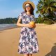 thumbnail image 4 of Disketp Tropics Palm Trees para Vestido de Manga Corta para Mujeres, Vestidos de Verano para Mujeres, Casual y Holgado para la Playa, 4 of 6