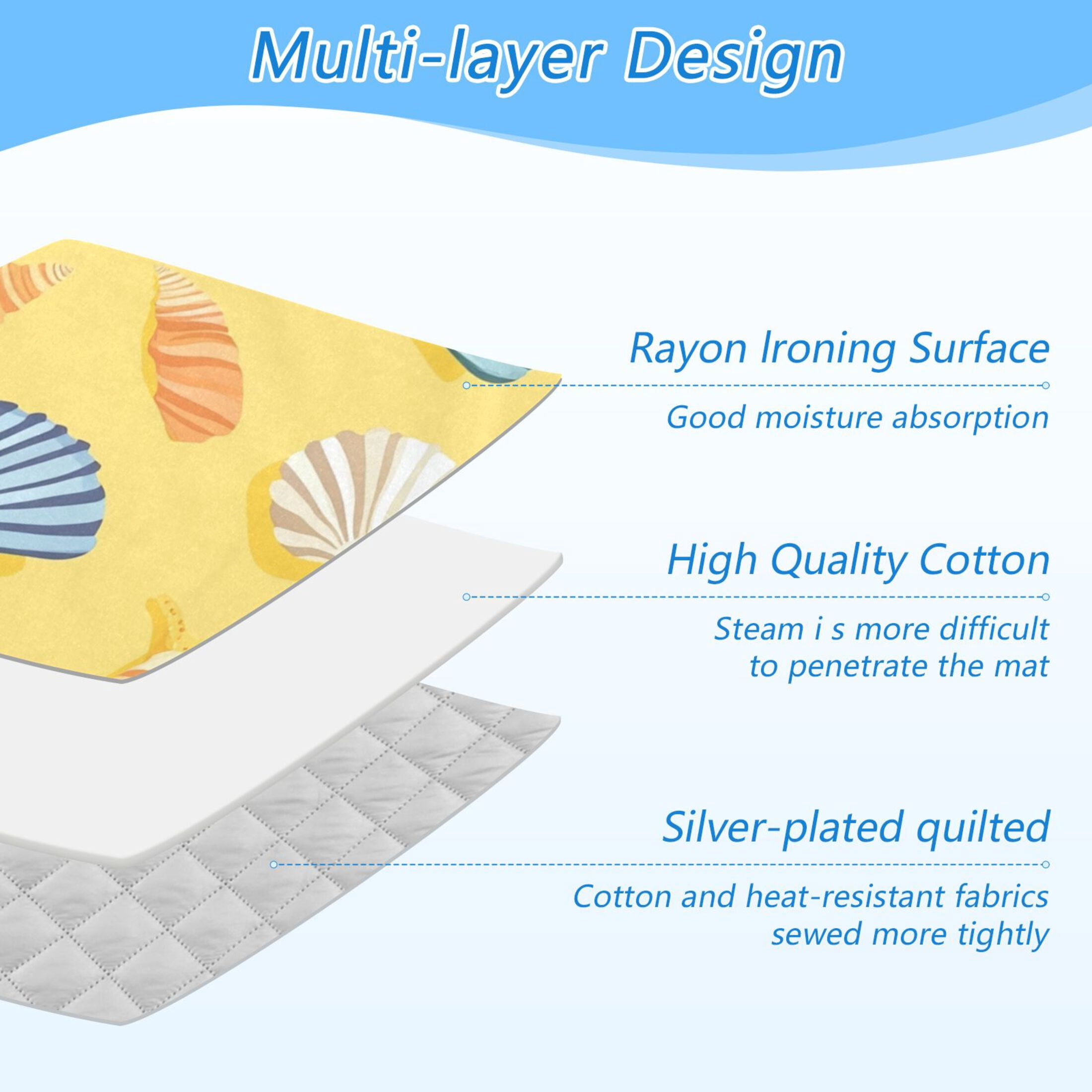 Colorful Starfishes and Shells Ironing Mat Blanket Portable Travel Ironing Pad Heat Resistant Pad 47.2" x 27.6”