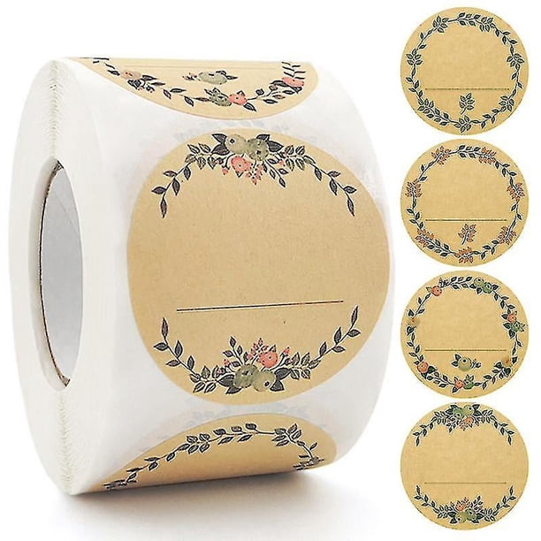500 pegatinas de papel Kraft, etiquetas autoadhesivas de 5 cm, pegatinas para tarro de mermelada