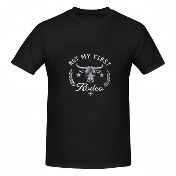 Cotton Short Sleeve T-Shirt for Women - Design with Laurel Branches & Stars " NOT MY FIRST Rodeo " Graphic Tee