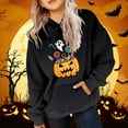 thumbnail image 2 of Cnbwig Pullover Sweatshirts Tops Girls Winter Hoodies Halloween Pumpkin Print Sweatshirts with Pocket Warm Kids Hooded Sweatshirts Ladies Tops A1-Black 6-7 T, 2 of 4