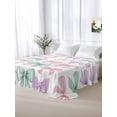 thumbnail image 5 of Pink Purple Teal California King Size Flat Sheet, Wrinkleproof & Fadeproof Cooling Flat Bed Sheet Only, Watercolor Bow Farmhouse Breathable Soft Bedding Top Sheets 108 x 98 Inches, 5 of 8
