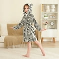 thumbnail image 4 of FORMRS Niños Bathrobe Unisex Hooded Robe Soft Plush Pajamas Sleepwear, Size 10-12T, Black Lines, 4 of 7