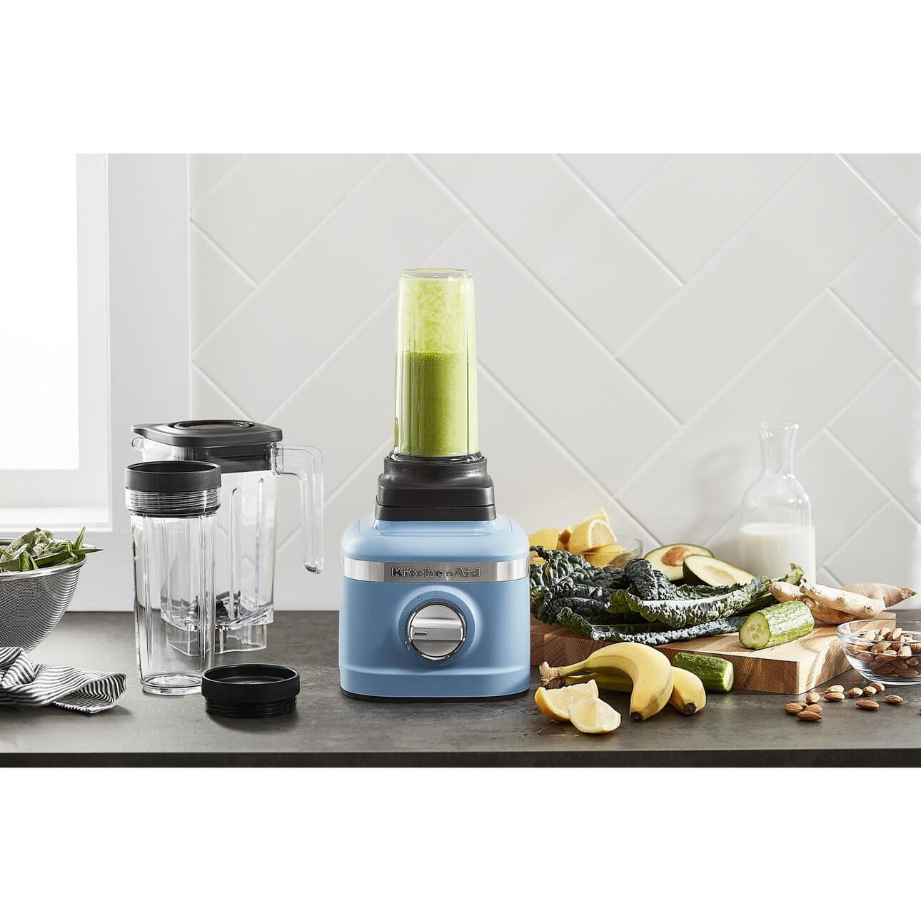 KitchenAid K150 3 Speed Ice Crushing Blender with 2 Personal Blender Jars, Blue Velvet, KSB1332Y