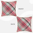 thumbnail image 3 of YFYANG Square Velvet Decorative Throw Pillow, 16"x16" Pink Vintage Plaid Pattern Sofa Bed Cushion Pillows, 3 of 7