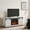 Milk White, variant on UHOMEPRO Fireplace TV Stand for TVs up to 80", White Large Entertainment Center with 23" Electric Fireplace for Living Room, 70" Modern TV Stand with 2-Door Storage