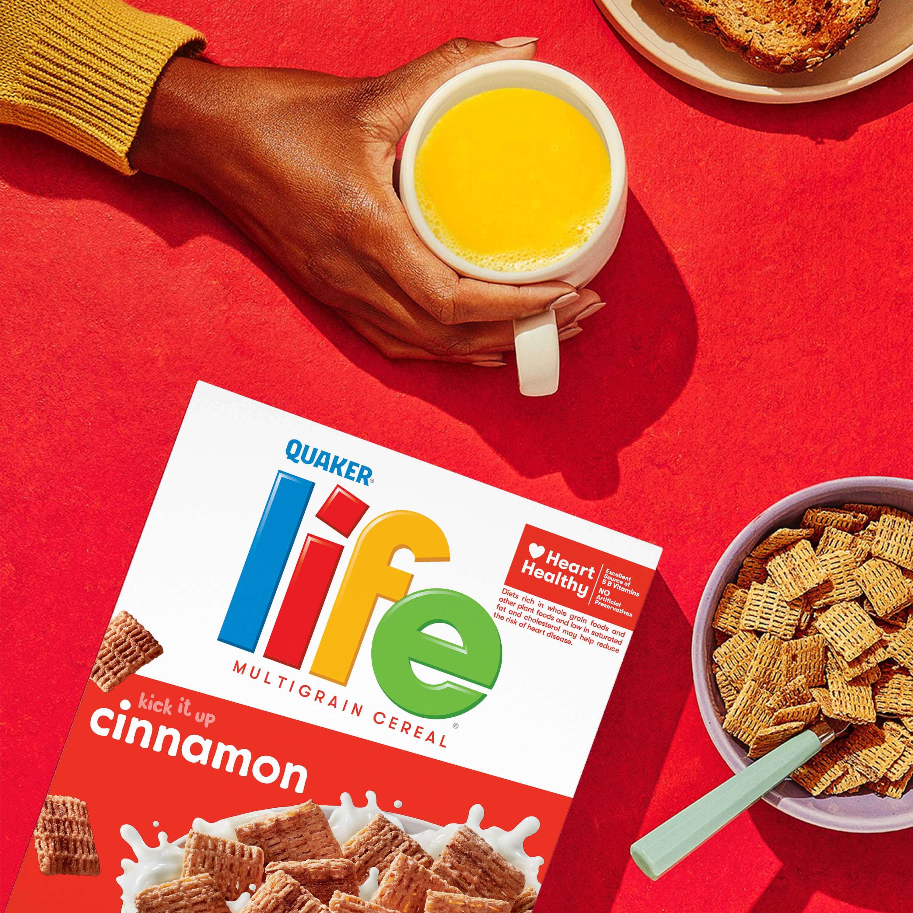 (4 pack) Quaker Life Multigrain Cereal, Cinnamon Breakfast Cereal, 18 oz