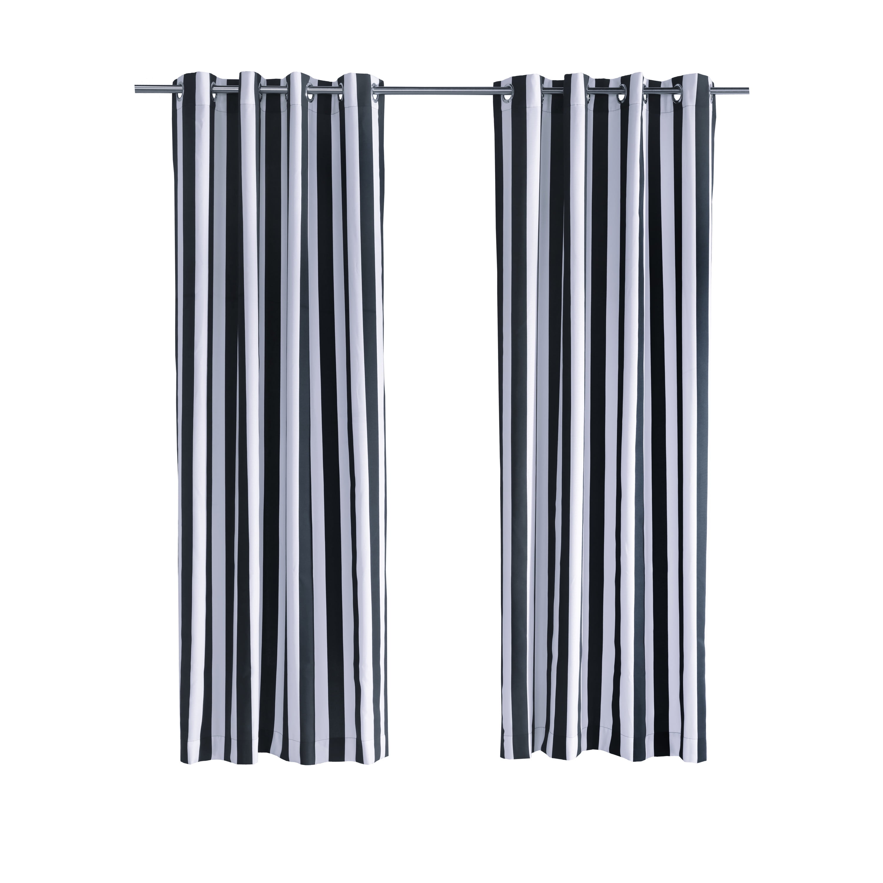 Corsica Stripe Indoor/Outdoor Curtain Panel 50" x 96" in Black