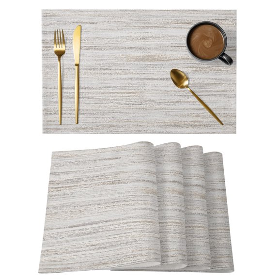 Abstract Grey Placemats Set of 12, Modern Minimalist Gray Brushstrokes Non-Slip Place Mats Washable Table Mats for Kitchen Dining Table Decorations Indoor/Outdoor
