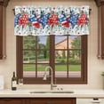 thumbnail image 6 of 4th of July Curtain Valances for Windows, Kitchen Valance Window Treatments Panel 2 Pack, Blue Red Stars Independence Day Gray Plaid Rod Pocket Short Curtains for Bathroom Bedroom 42 x 12 Inch, 6 of 8