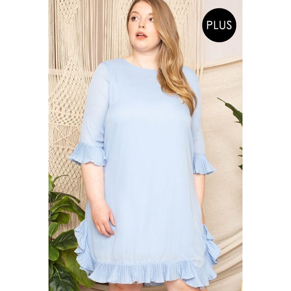 Pleated Ruffle Detailed Mini Dress 3XL
