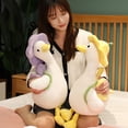 thumbnail image 3 of Lomubue Duck Plush Toy Wear Hat Cute Flowers Decor PP Cotton Filling Soft Accompany Hugging Pillow Cartoon Couple Duck Doll Stuffed Animal Toy Christmas Gift, 3 of 10