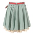 thumbnail image 2 of Little Girls Teal Ivory Lace Hem Pearl Accented Belted Skirt 5/6, 2 of 5