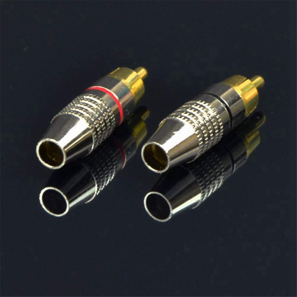 4X Speaker Cables to RCA Plugs Adapter, 2-Channel (1 Foot)
