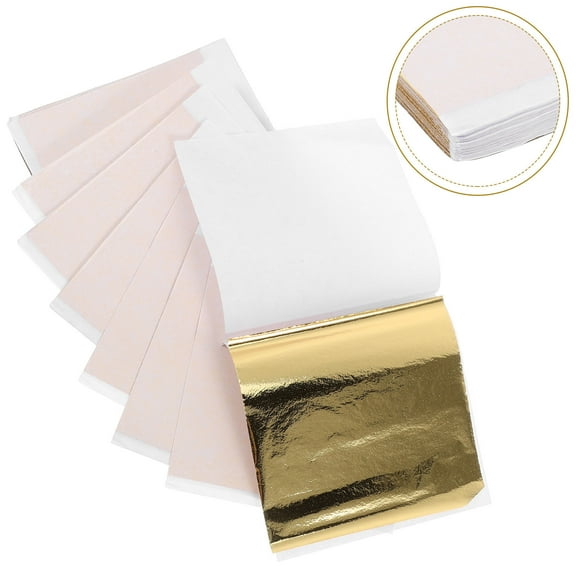 WHAMVOX 100pcs Imitation Gold Paper Leaf Gold Foil Sheets Metallic Origami Paper For Arts Crafting Painting Furniture Decoration