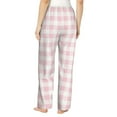 thumbnail image 2 of Disketp Pink Checkboard Print Women's Comfy Pajama Pants Casual Drawstring Palazzo Lounge Wide Leg Pants, 2 of 7