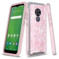 Cricket Ovation Case, AT&T Radiant Max Case, Rosebono Graphic Design Shockproof Impact Resistant Protective Full-Body Rugged Clear Hybrid Bumper Case for Cricket Ovation (Pink Shell)