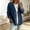 #Dark Blue, variant on Women's V Neck 3/4 Sleeve Denim Style Casual Cardigan Jacket with Pockets,Blue,Women's Plus Size XL
