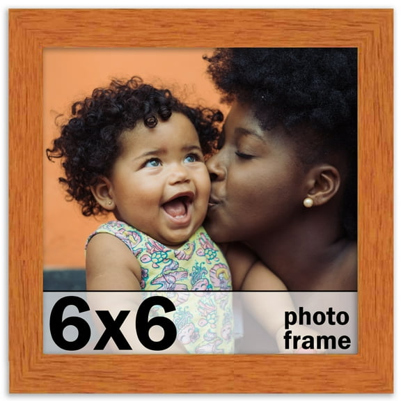 6x6 Frame Honey Pecan Brown Picture Frame - Modern Photo Frame Includes UV Acrylic Shatter Guard