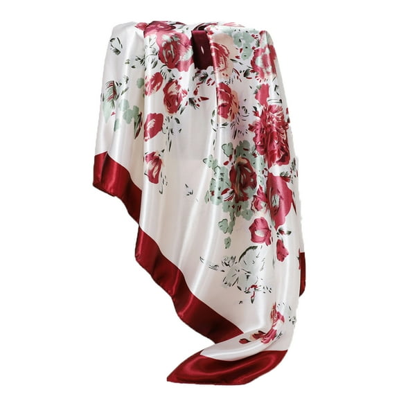 Tao Tao Women Large Square Satin Head Scarf Satin Hair Scarves Silk Bandana Scarf Headscarf Silk Feeling Scarf Burgundy Free Size