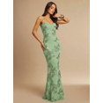 thumbnail image 5 of Mist Green 3D Floral Embroidered Bodycon Slip Maxi Dress For Women, 5 of 7