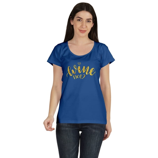 Inkmeso T-Shirt Graphique pour Femmes « Wine Not? » Drôle, Tee de Boisson, Hauts, Chandail Hilarant