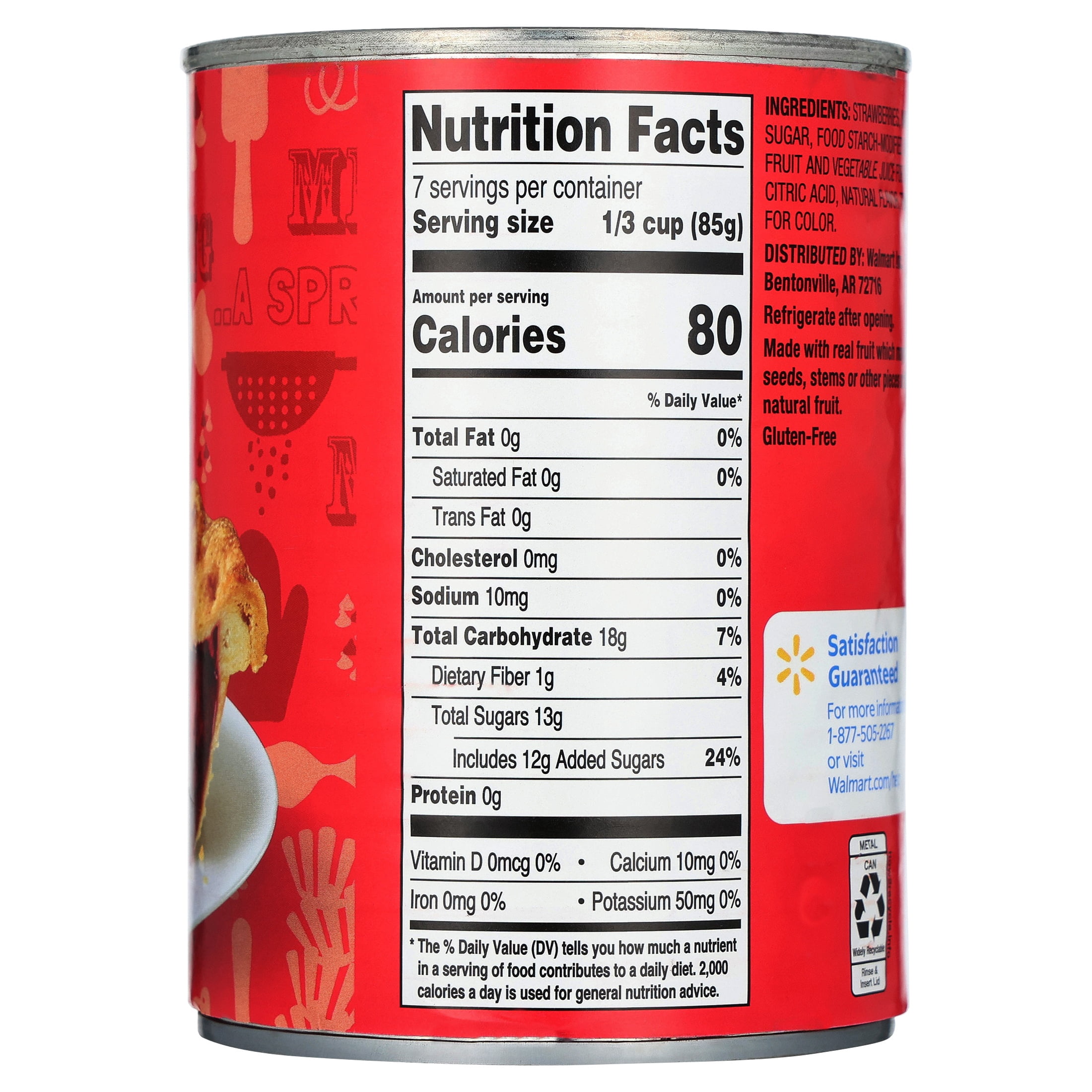 Great Value Strawberry Pie Filling or Topping, 21 oz Can