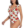 thumbnail image 3 of Yiaed Rose Flowers Print Women's Ruffled One Piece Swimsuit V Neck Swimwear Slimming Monokini for Woman-X-Large, 3 of 8