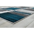 thumbnail image 4 of HR Boxes / Cubism / Squares Modern Contemporary abstract Hand Carved Area Rug Turquoise - 5' x 7', 4 of 5
