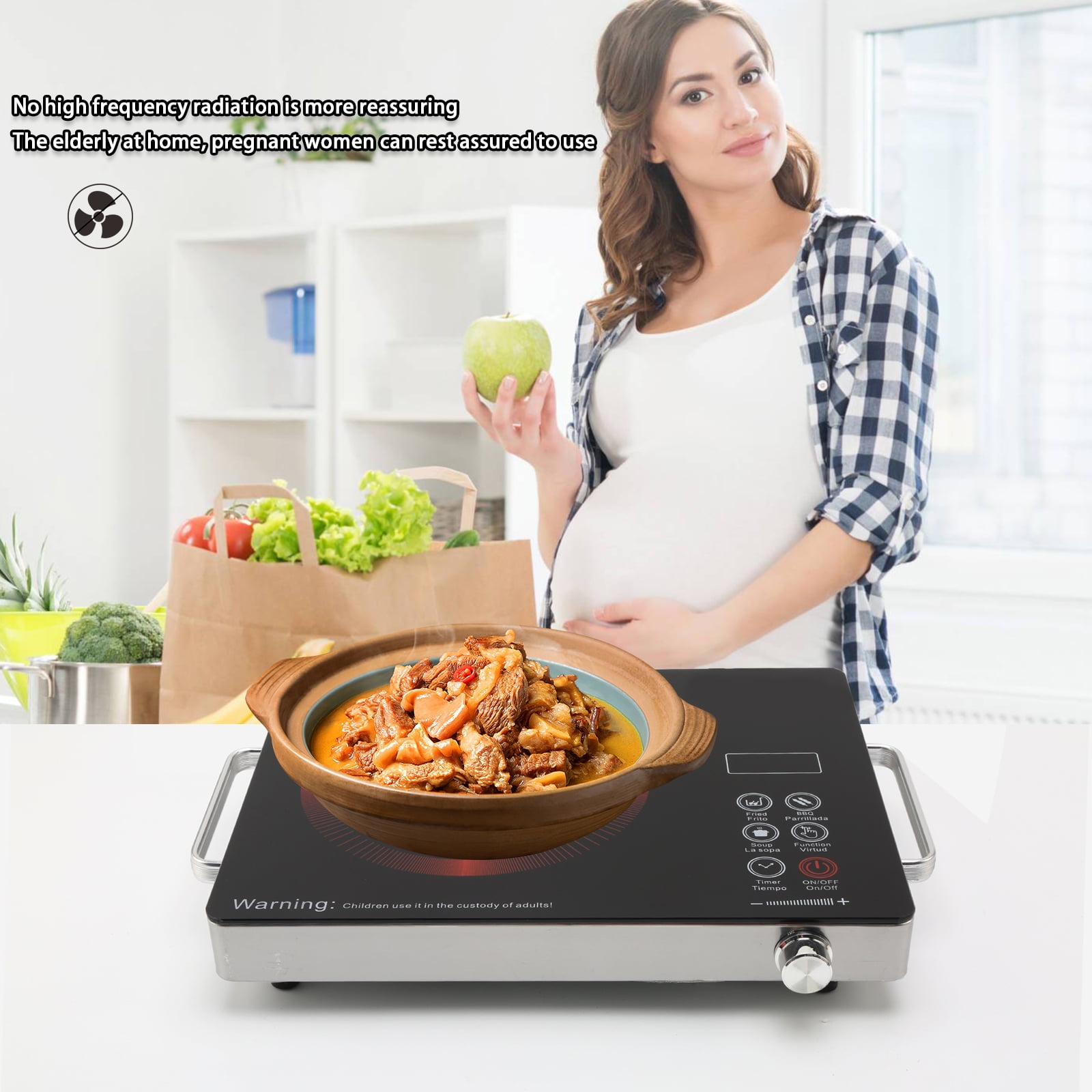 3500W Hot Plate Electric Ceramic Stove, Portable Infrared Induction Cooker, Home Cooktop Cooking Furnace with Knob Control & Touch Control, Electric Stove Countertop Burner Cooktop for All Cookware