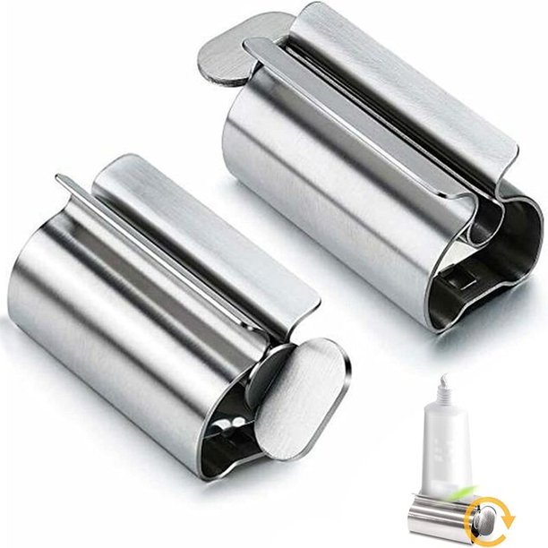 2 piezas exprimidor de tubo de pasta de dientes tubo giratorio exprimidor de pasta de dientes dispensador de pasta de dientes giratorio exprimidor de tubo de acero inoxidable soporte de asiento de pasta de dientes para baño cocina esquí esquí Gafas de esquí