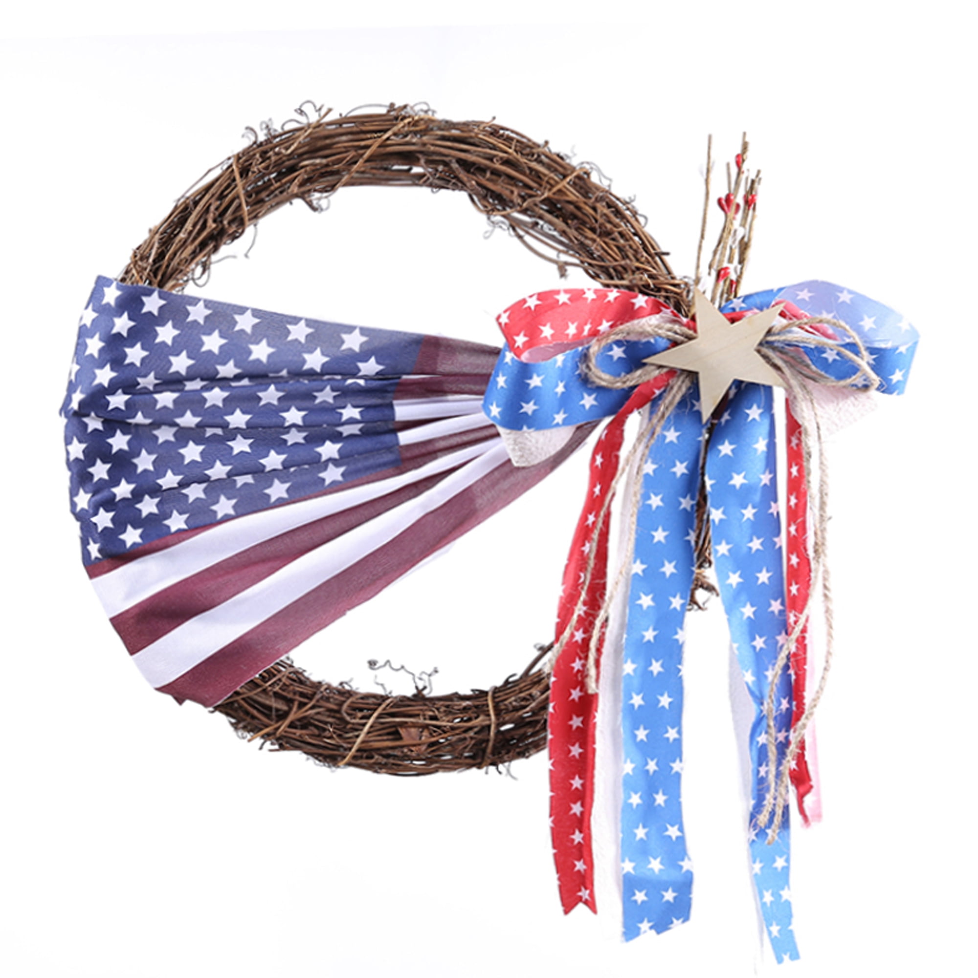 Patriotic Wreath for Front Door 4th of July Independence Day Wreaths