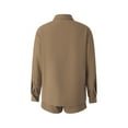 thumbnail image 6 of KOMOO Women 2Pcs Shorts Sets Solid Color Lapel Long Sleeve Button-Down Shirt Elastic Drawstring Shorts Outfits Tracksuit, 6 of 9