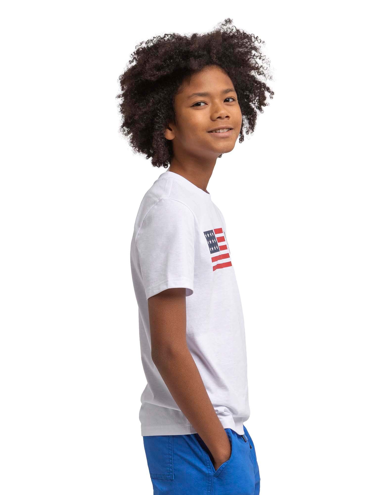 U.S. Polo Assn. Boys American Flag Short Sleeve Graphic T-Shirt, Sizes 4-18