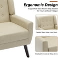 thumbnail image 4 of UIXE Faux Leather Accent Chair Set of 2 Comfy Living Room Arm Chairs Comfortable Armchair, Cream, 4 of 7