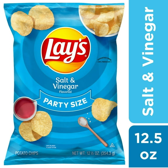 Lay's Salt & Vinegar Potato Snack Chips,Party Size, 12.5 oz Bag (Pack of 8)